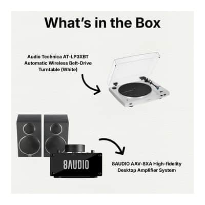 Audio Technica AT-LP3XBT Automatic Wireless Belt-Drive Turntable (White) Bundle image 9