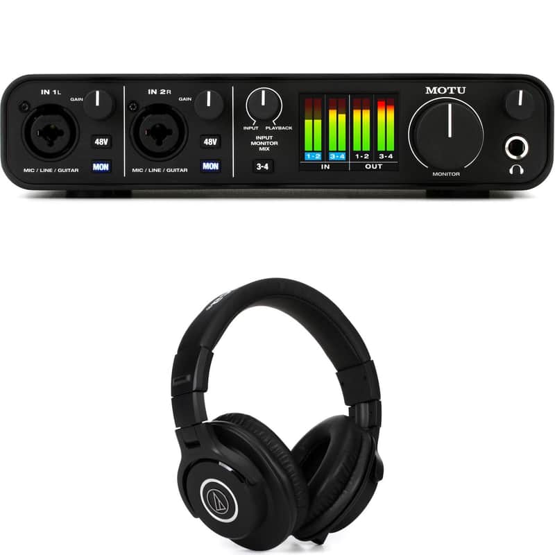 MOTU M4 4x4 USB-C Audio Interface and Headphones image 1