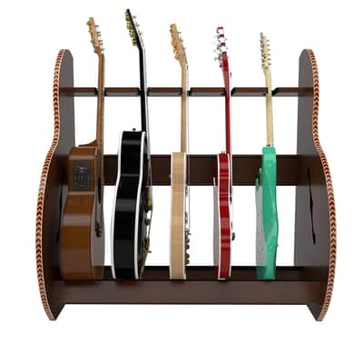 A&S Crafted Products SESXW5 The Session™ Deluxe 5 Guitar Stand For Acoustics & Electrics in Walnut image 2
