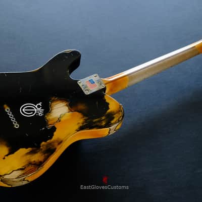 Fender American Vintage '52 Reissue Telecaster Black over Butterscotch Heavy Aged Relic image 13
