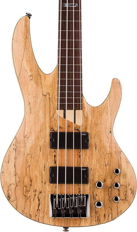 ESP LTD B-204SM FL Spalted Maple Fretless Bass Guitar, Natural Satin image 1