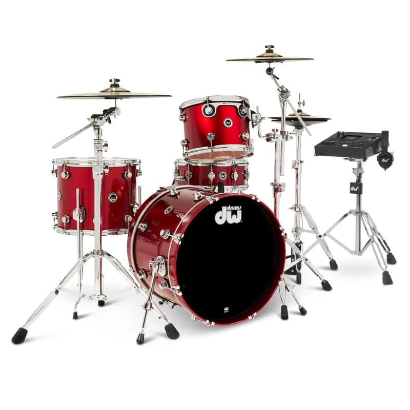 FREE TOM REBATE! - DW DWe 4pc Complete Electronic/Acoustic Drum Set w/Roland V51 Black Cherry Metallic image 1