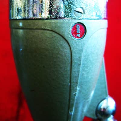 Vintage 1960's AMD 38-015 crystal microphone Hi Z "bullet" harp mic w cable and Aiwa stand Olson Monarch Calrad Argonne image 10