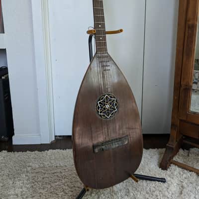 Six-String Lute / Bowl Back Guitar with Guild Hardshell Case, German Antique image 6