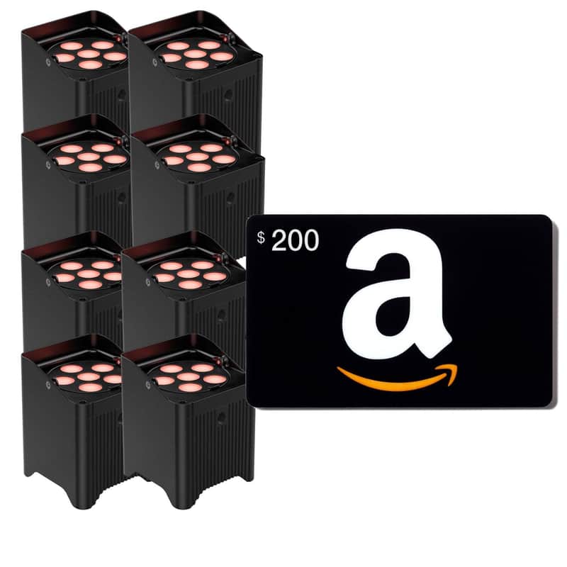 (8) Chauvet DJ Freedom Par T6 Battery-Powered, $200 Amazon Gift Card Bundle image 1