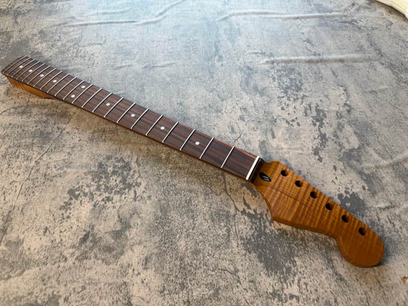 BMC Guitar 5AAAAA FLAME MAPLE Neck Strat® Stratocaster® 22 Fret Roasted With Rosewood Fingerboard Nitro Lacquer 9.5 Radius  STFRM5A #5 image 1