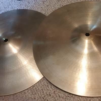 Sabian EARLY VINTAGE 14" PRE- AA Regular HI HAT CYMBALS 915 G / 1401 G / RARE BEAUTIFUL MATCHED PAIR image 2