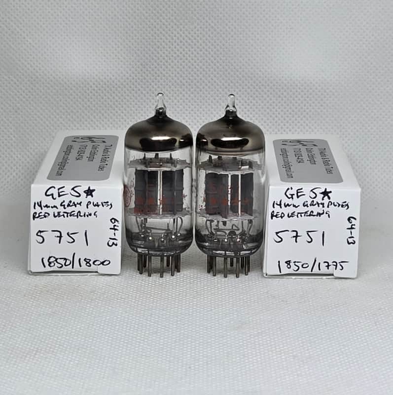 GE 5 ★ Star 5751 Gray Plate Well Matched (4.0%) Pair NOS ECC83 12AX7 12AX7A image 1