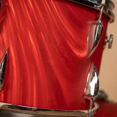 Vintage Mica-Sonic MIJ Red Satin Flame Drum Set image 19