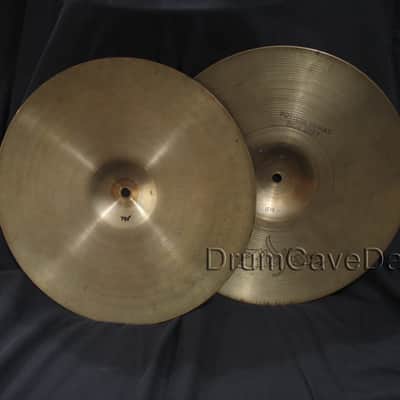 14" VINTAGE ZILDJIAN NEW BEAT HI HAT CYMBALS, HOLLOW LOGO, DEMO VIDEO! image 2