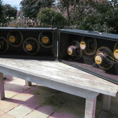 Marshall #1969 Pinstripe Cabinets with Two Matched Quads of Celestion G12M 20W T1221 Greenbacks 1967 image 1