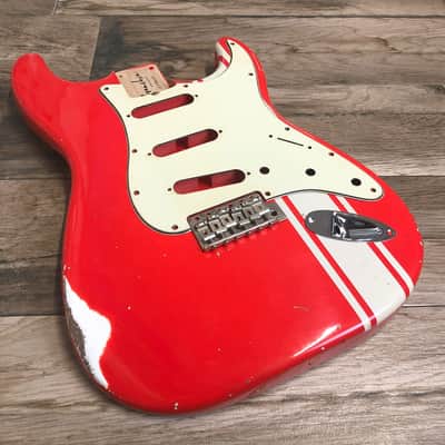 Made to Order - FRANCHIN Mercury guitar body Racing Stripe Relic Aged 100% Nitro Lacquer (Sunburst/ Black/ White/ Blue/ Green/ Yellow/ Red/ Pink/ Burgundy/ Purple/ Gold/ Silver, etc.) Basswood Poplar Stratocaster-Strat-S-Style Made in Italy image 2