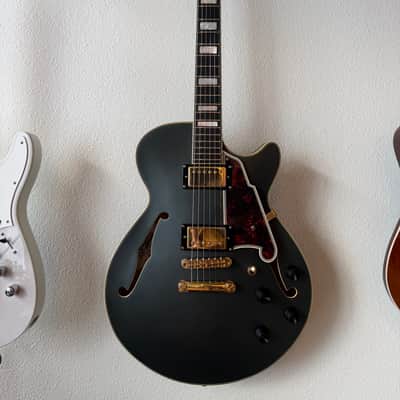 D'Angelico Deluxe SS Semi-Hollow Single Cutaway with Stop-Bar Tailpiece 2010s - Matte Midnight image 1