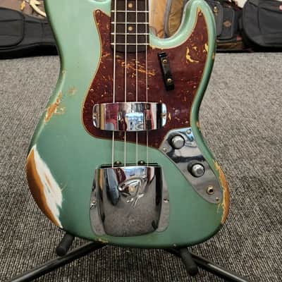 Fender Custom Shop '61 Jazz Bass Heavy Relic 4-String Bass Guitar, Rosewood Fingerboard, Sherwood Metallic image 1