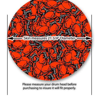 Decal Skin FITS 22" Bass Kick Drum Scattered Skulls Red HEAD NOT INCLUDED image 3