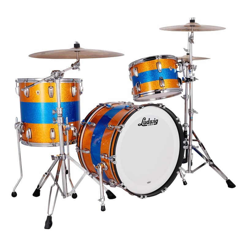 Ludwig Classic Maple Fab 3-piece Shell Pack - Gold/Blue Tri-band image 1