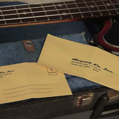 1966 AMPEG AEB-1 Scroll Bass w/original case & paperwork image 10