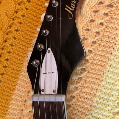 RARE Harmony H19 Silhouette • 1963 - 1968 Cherry Red Shaded • Hagstrom Tremolo Bar + DeArmond Mustache Gold Foil Pickups • With Vintage Original Case image 7
