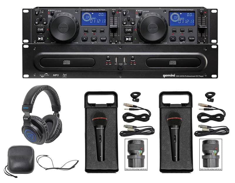 Gemini CDX-2250i DJ Dual Two Deck Rack Mount CD/MP3 Media Player+Headphones+Mics image 1