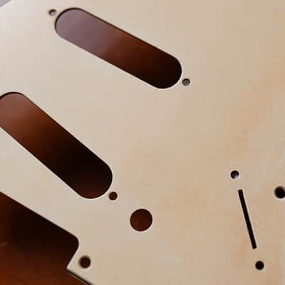 Fluffy SSS AM Strat 11hole 3ply Relic Pickguards - Aged White image 4