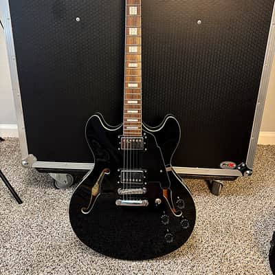 D'Angelico Premier DC Semi-Hollow Double Cutaway with Stop-Bar Tailpiece, Pau Ferro Fretboard 2023 - Present - Black Flake image 1