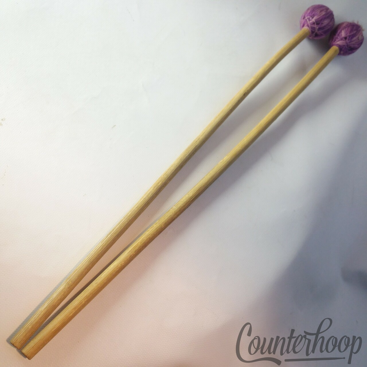 Purple Yarn Mallets Pair 2x Wood Handles Xylophone+Bells Vintage Percussion USA — main photograph