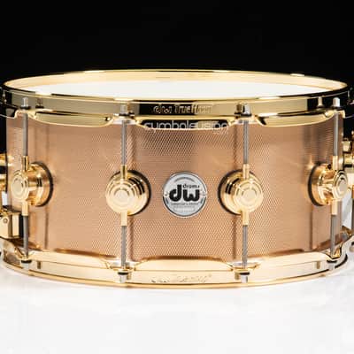 DW Knurled Bronze 6.5x14 Snare Drum w/Gold HW image 1