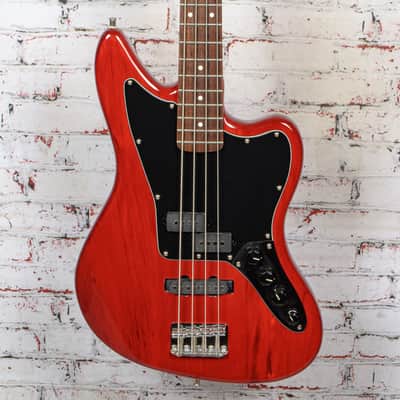 Squier - 2011 Vintage Modified Jaguar Bass Special Electric Bass Crimson Red Transparent - USED image 1