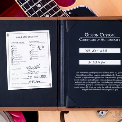 2023 Gibson Custom Shop Historic 1959 ES-335 VOS Vintage Natural w/ Case, Tags & CoA image 14