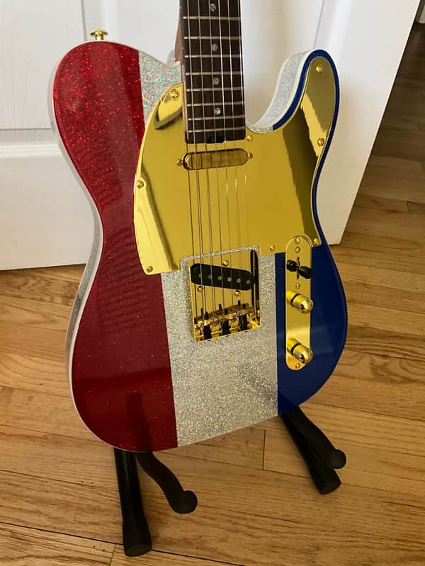 Firefly FFTL Sparkle Tele  Model Electric Guitar Red White Blue image 1
