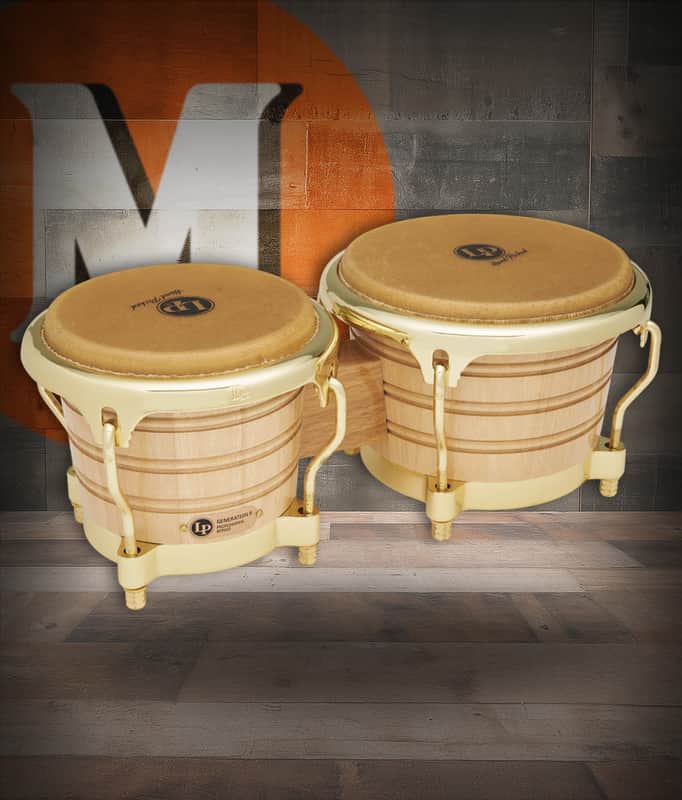 Latin Percussion LP 7-1/4" and 8-5/8" Generation II Bongos - Natural with Gold Hardware (LP201AX-2AW) image 1