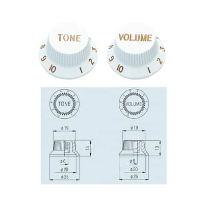 NEW Metallor Speed Control Knobs 1 Volume 2 Tone Fits Metric Pots Knobs Compatible with Fender Strat Stratocaster Style Electric Guitar Parts White image 3