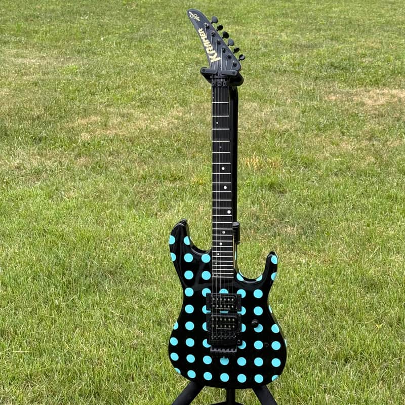 Kramer NightSwan Electric Guitar Black with Blue Polka Dot image 1