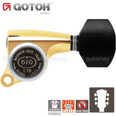 NEW Gotoh SGS510Z-EN07 MGT L3+R3 Set Mini LOCKING Tuners 1:18 Ratio 3x3 - GOLD