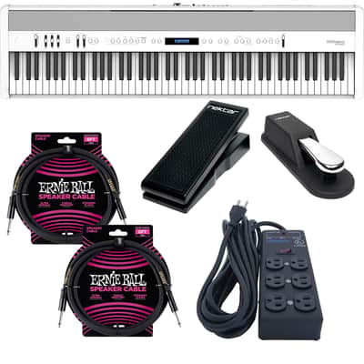 Roland FP-60X Portable Digital Piano (White), Sustain Pedal, Nektar NX-P, (2) ErnieBall Cables, Furman SS6B Bundle