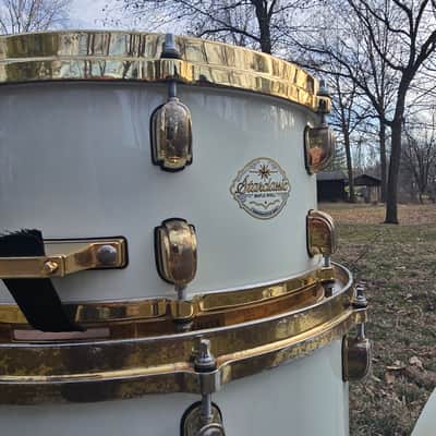 Tama Starclassic Maple MIJ 13,16,22 with matching snare 1990s - Piano White Lacquer /Gold hdwr. image 8
