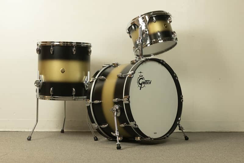 Gretsch USA Custom Black and Gold Duco Drum Set 14x22 9x13 and 16x16 image 1