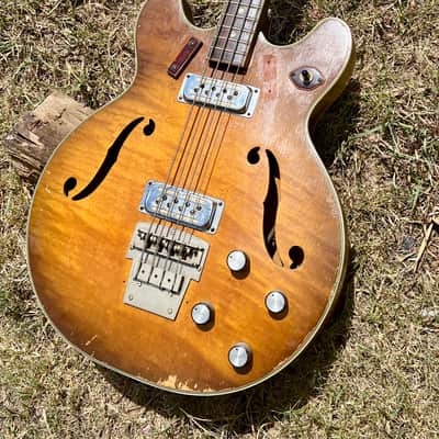 Vintage Harmony H-27 Mid 60’s Bass Guitar - Sunburst Flame Top image 8