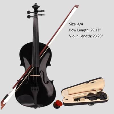 New Student Band 4/4 Acoustic Orchestral Violin Fiddle Black with Case Bow Rosin image 2