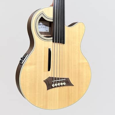 Warwick RockBass Alien Deluxe Thinline Hybrid 5 String Fretless Acoustic Electric Bass Guitar - Natural image 2
