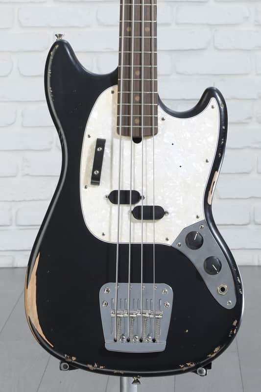 Fender Justin Meldal-Johnsen Road Worn Signature Mustang Bass 2019 - Present - Black image 1