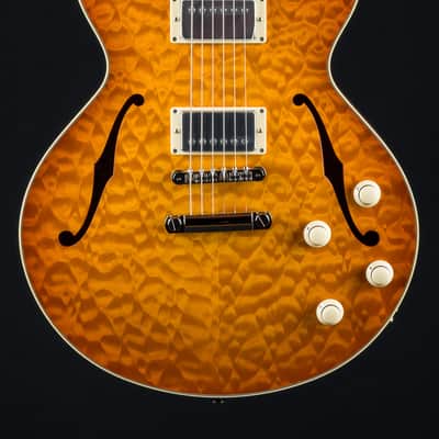 Collings SoCo Deluxe Carved Premium Quilted Maple and Mahogany Iced Tea Sunburst Semi-Hollow Custom NEW - Iced Tea Sunburst image 4