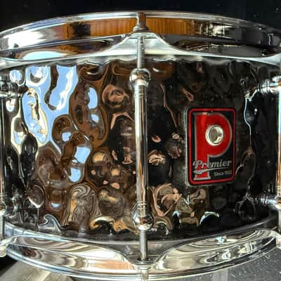 Premier Beatmaker/Modern Classic Black Chrome Hammered Brass 14x7 Snare Drum image 3