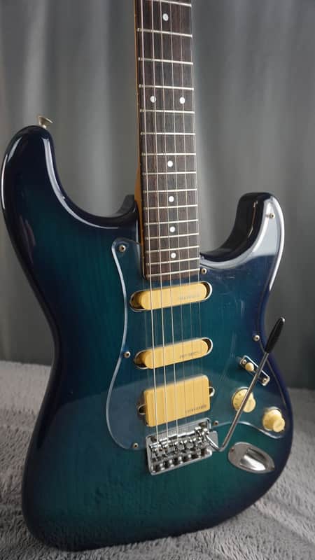 Fernandes “The Function” ST-45C MIJ Electric Guitar Blue Burst Flame Top w/ Fernandes Hard Case image 1