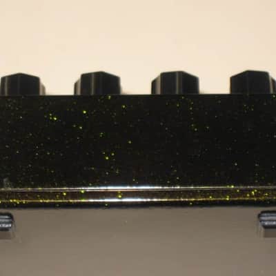 very lightly used (mostly very clean, a few imperfections) Tech 21 Boost Overdrive (metallic dark green casing) + battery & strings (NO tin, NO paperwork, NO sticker) image 11