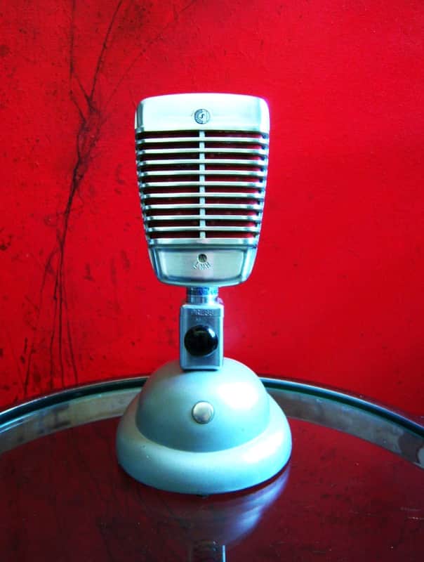 Vintage 1950's Shure 51 dynamic Microphone w A84B adapter & Shure S-36 mic stand DISPLAY Nat King Cole image 1