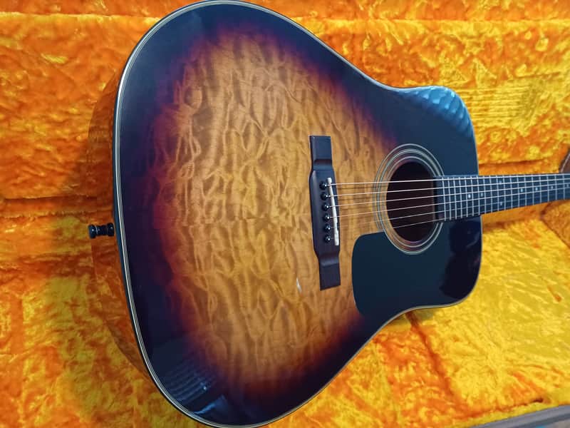 1999 Washburn   D-10Q Dreadnough - Quilted Sunburst image 1