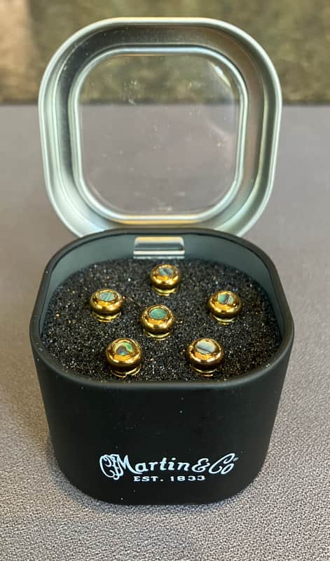 Martin APP0014 Luxe Liquid Metal Bridge Pin Set - Gold w/ Paua Abalone image 1