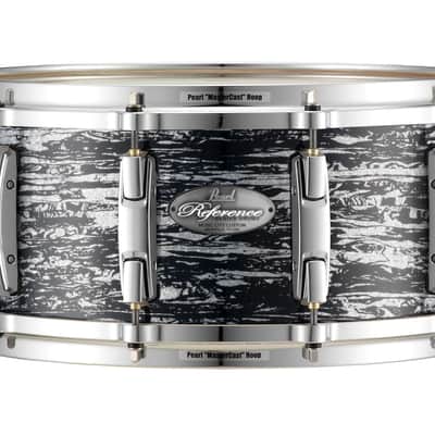Pearl Reference One 14x6.5" Hybrid Maple/Birch Black Oyster Glitter Custom Finish Snare Drum Mastercast Die-cast Hoops Single Swivel Lugs Glide-lock Strainer | WorldShip | Authorized Dealer image 1