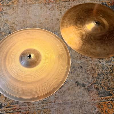 RARE 1950s Vintage Zildjian PAPER THIN 15” Hihats 948 1056 g Golden Era LIGHT COMPLEX SMOOTH image 4